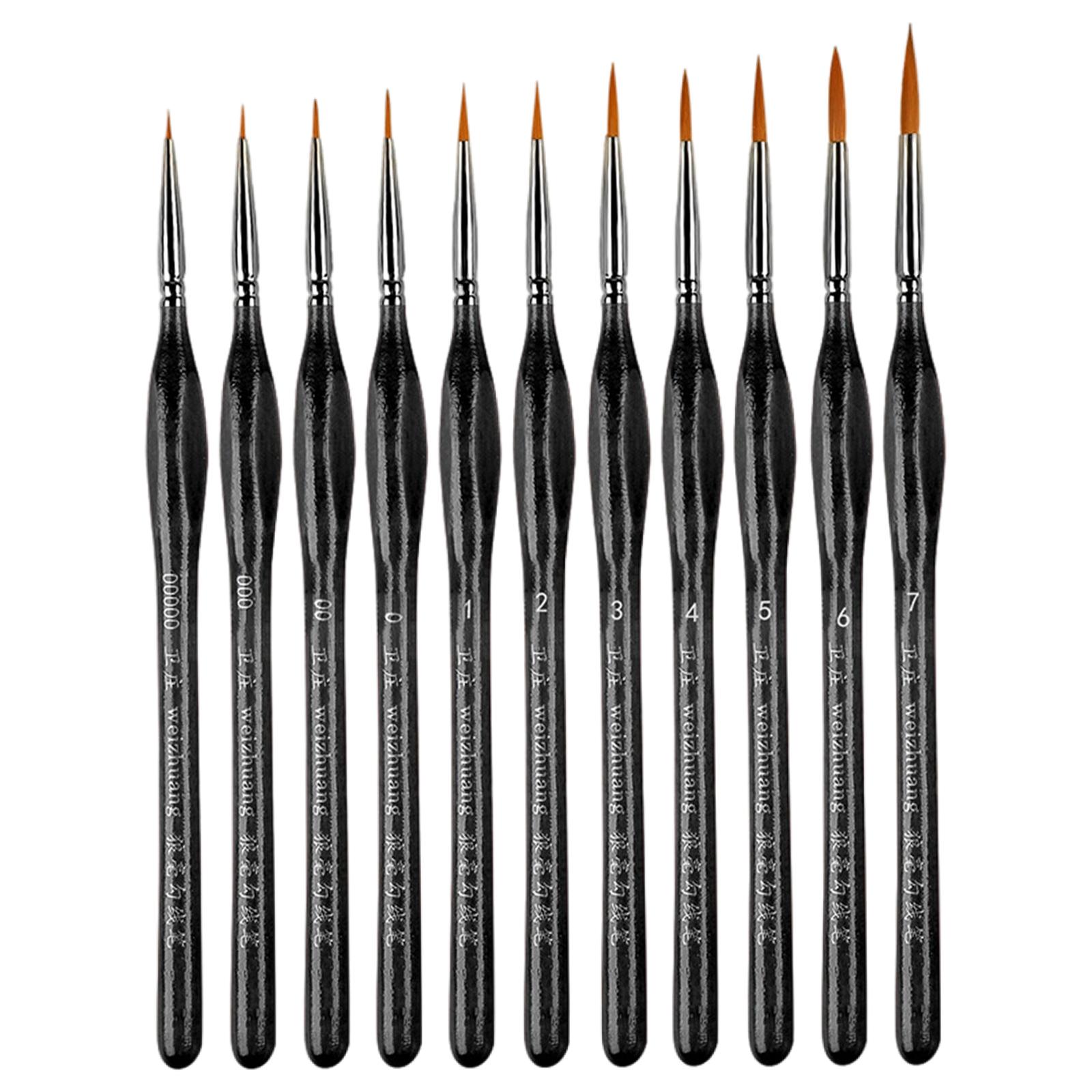 Professional Detail Paint Brushes Set, Miniature Fine Lines Paintbrushes 11  Brushes Set Black